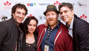 From How to Plan an Orgy in a Small Town - Jonas Chernick, Tommie-Amber Pirie, writer-director Jeremy LaLonde, and CFF executive director Bern Euler